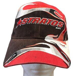 Stratos Boats Hat Cap Red Black White Flames Adjustable Buckle Back The Game Hat